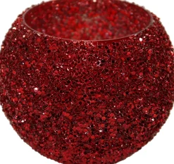 Waxinelichthouder Strass Bowl rood D 16 H 12 cm