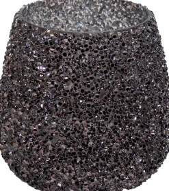 Waxinelichthouder Strass Cauldron zwart D 12 H 12,5 cm