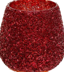 Waxinelichthouder Strass Cauldron rood D 9,5 H 9 cm