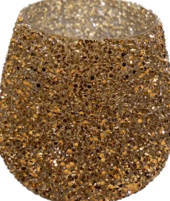 Waxinelichthouder Strass Cauldron oranje D 12 H 12,5 cm