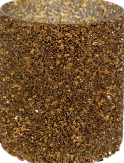 Waxinelichthouder Strass Cylinder oranje D 11 H 12,5 cm