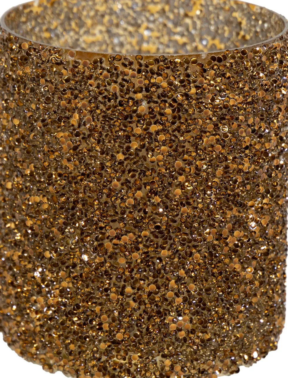 Waxinelichthouder Strass Cylinder oranje D 11 H 12,5 cm