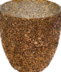 Waxinelichthouder Strass Egg oranje D 12,5 H 12 cm