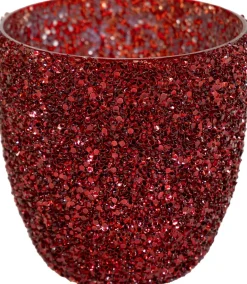 Waxinelichthouder Strass Egg rood D 12,5 H 12 cm
