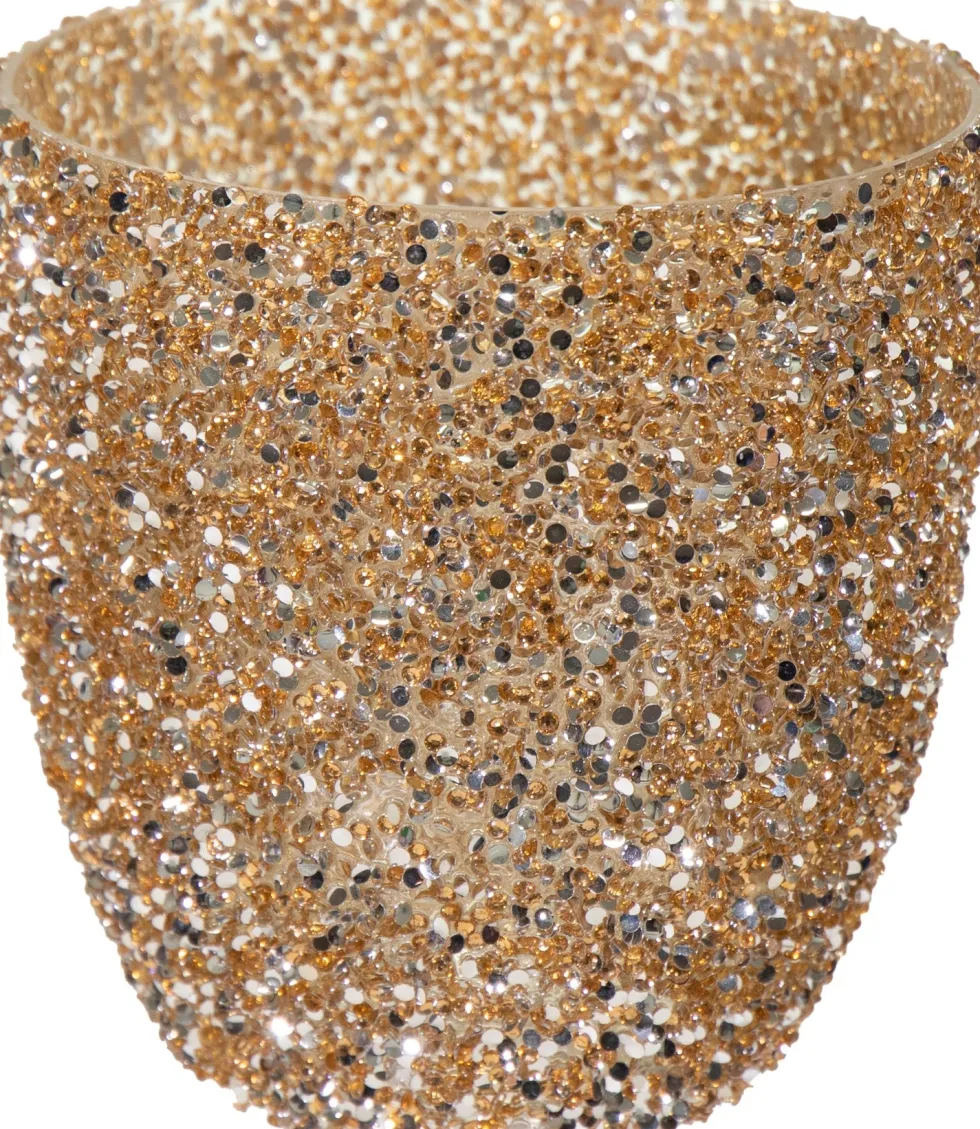 Waxinelichthouder Strass Livy goud D 14,5 H 15 cm