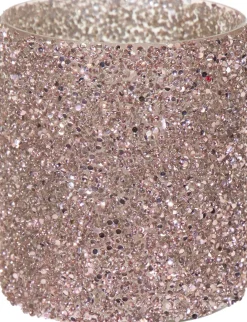 Waxinelichthouder Strass Lois roze D 11 H 12,5 cm
