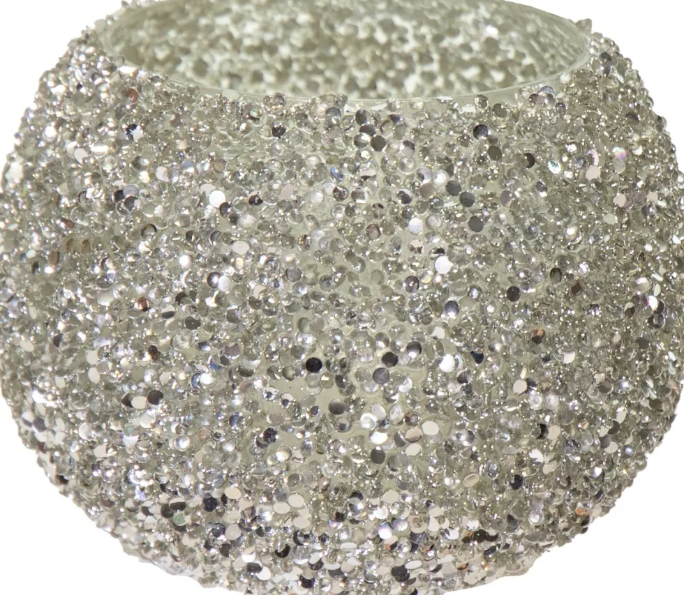 Waxinelichthouder Strass Louise zilver D 11 H 8,5 cm