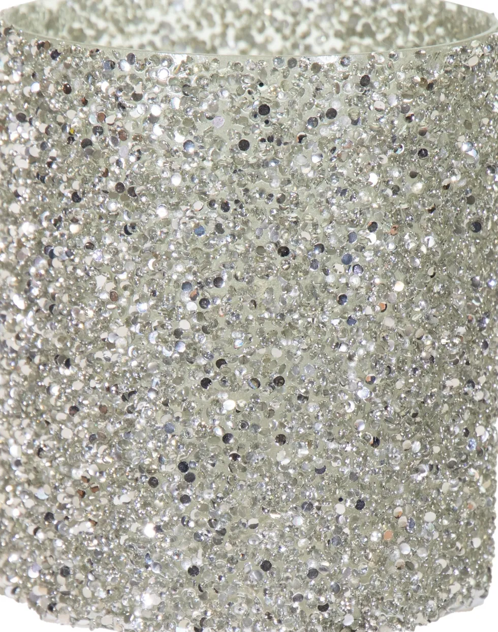 Waxinelichthouder Strass Lois zilver D 11 H 12,5 cm