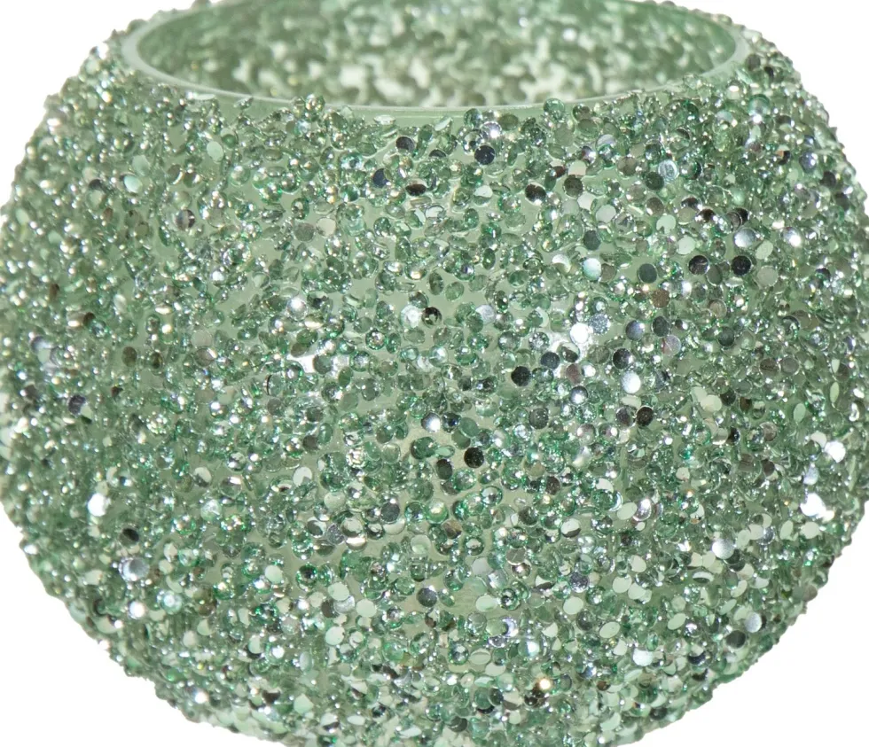 Waxinelichthouder Strass Louise groen D 16 H 12 cm