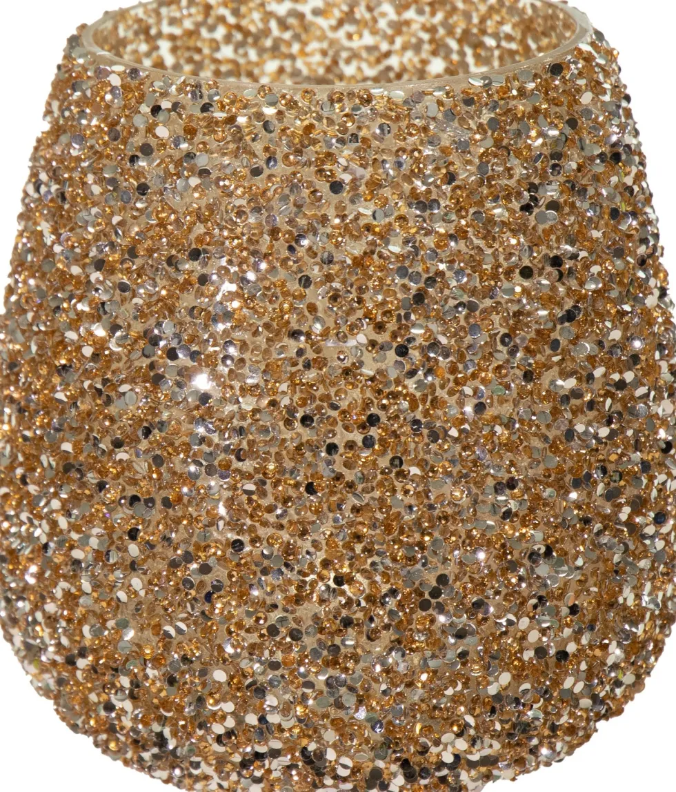 Waxinelichthouder Strass Lulu goud D 16 H 16,5 cm
