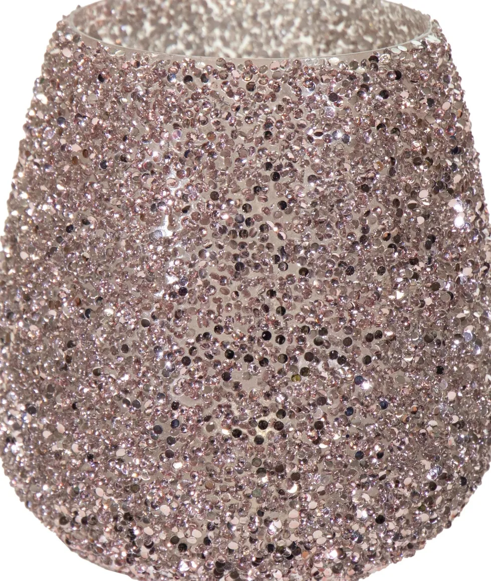 Waxinelichthouder Strass Lulu roze D 16 H 16,5 cm