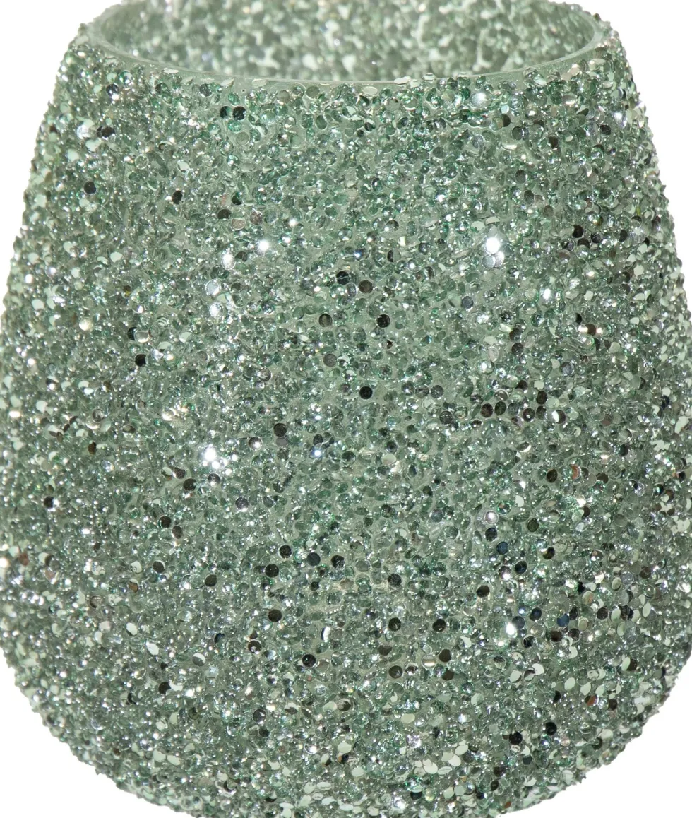 Waxinelichthouder Strass Lulu groen D 9,5 H 9 cm
