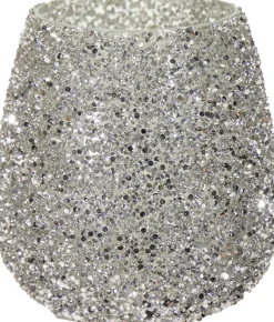 Waxinelichthouder Strass Lulu zilver D 16 H 16,5 cm